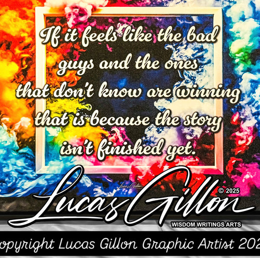 Premium Framed Wall Art Canvas "Wisdom Writing No #9 Universal Affirmation - Not Over Yet" - by Artist, Designer & Writer Lucas Gillon