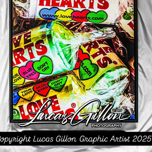 Premium Fine Art Photography Canvas Wall Art "Love Hearts Vectorised Version No #2" by Artist, Designer & Photographer Lucas Gillon