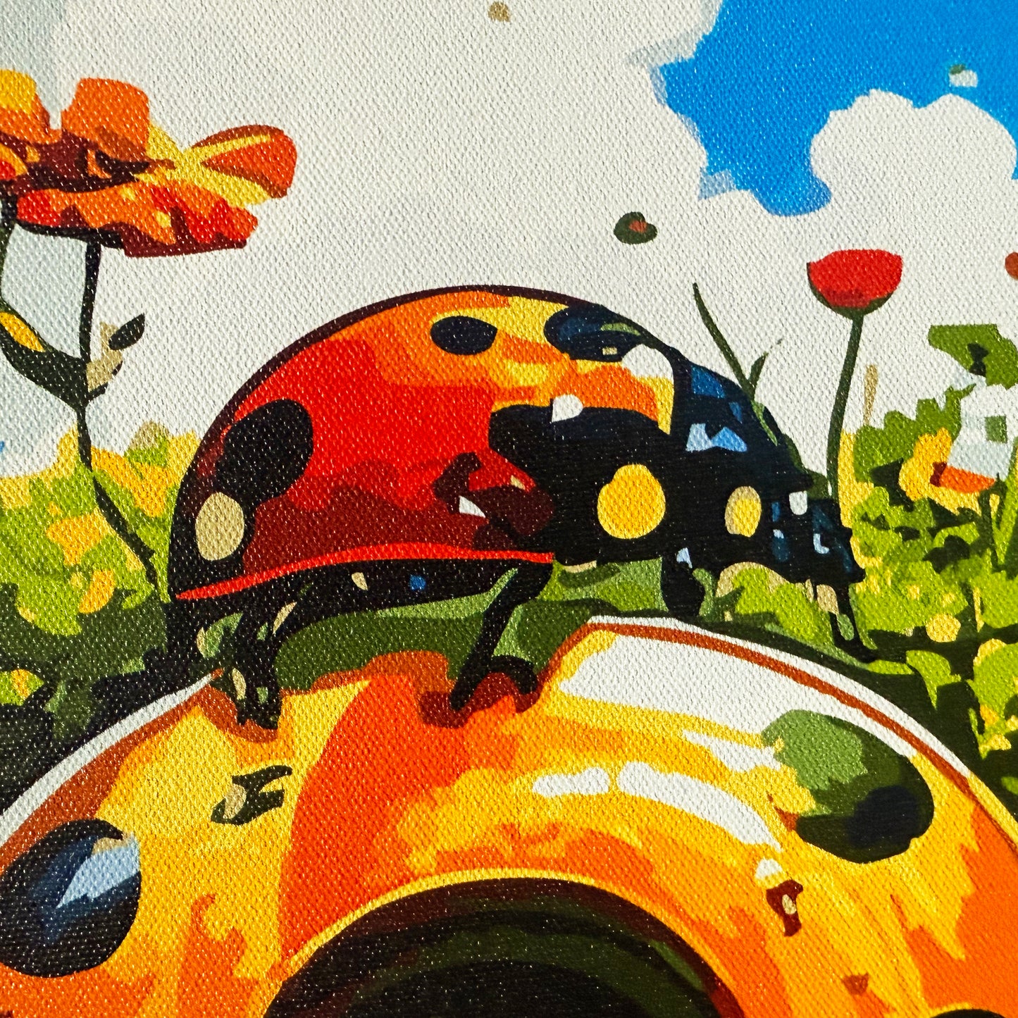 Premium Panoramic Framed Canvas Wall Art "Good Luck Ladybirds V. #2" by Artist Lucas Gillon