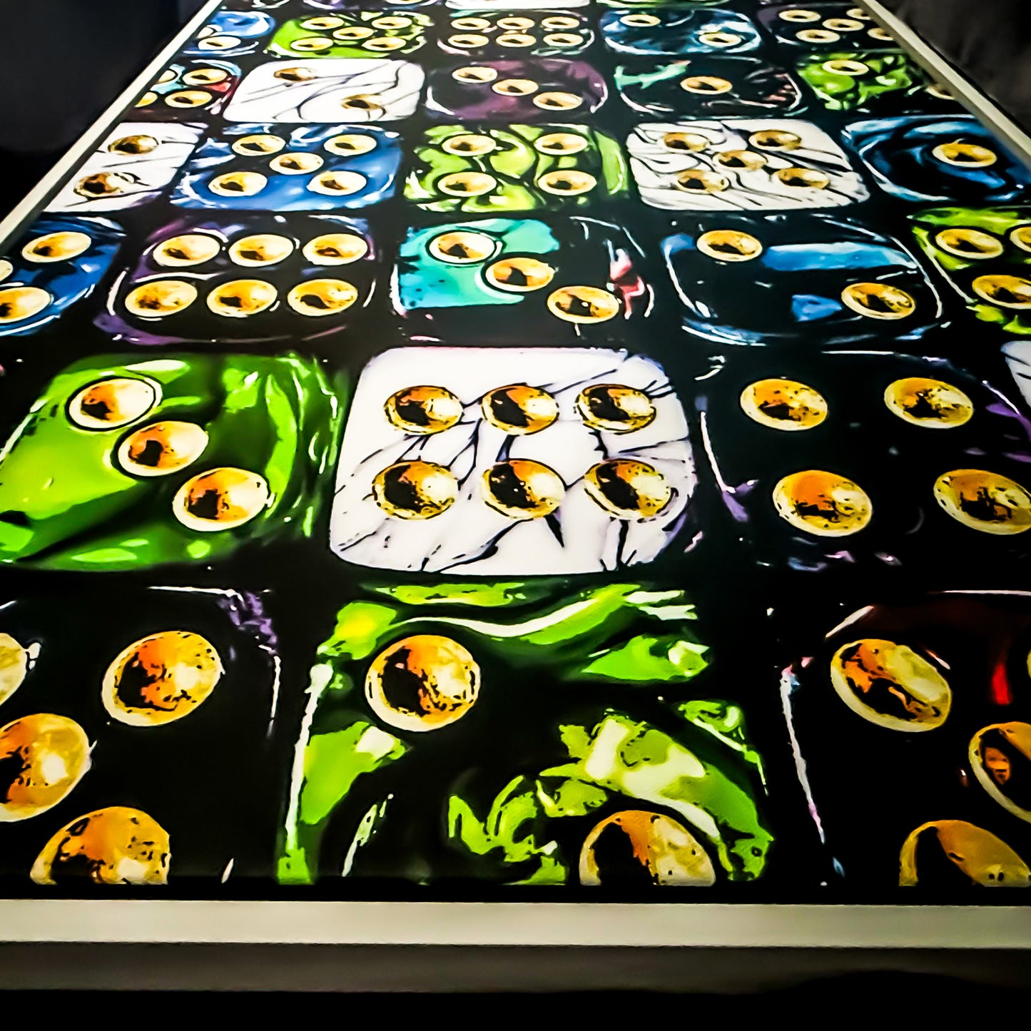 Premium Panoramic Framed Canvas Wall Art "Layered Dice V. No #8" Art by Lucas Gillon