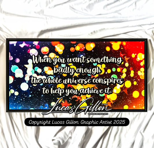 Panoramic Premium Framed Canvas "Universal Affirmation #11" - by artist & designer Lucas Gillon