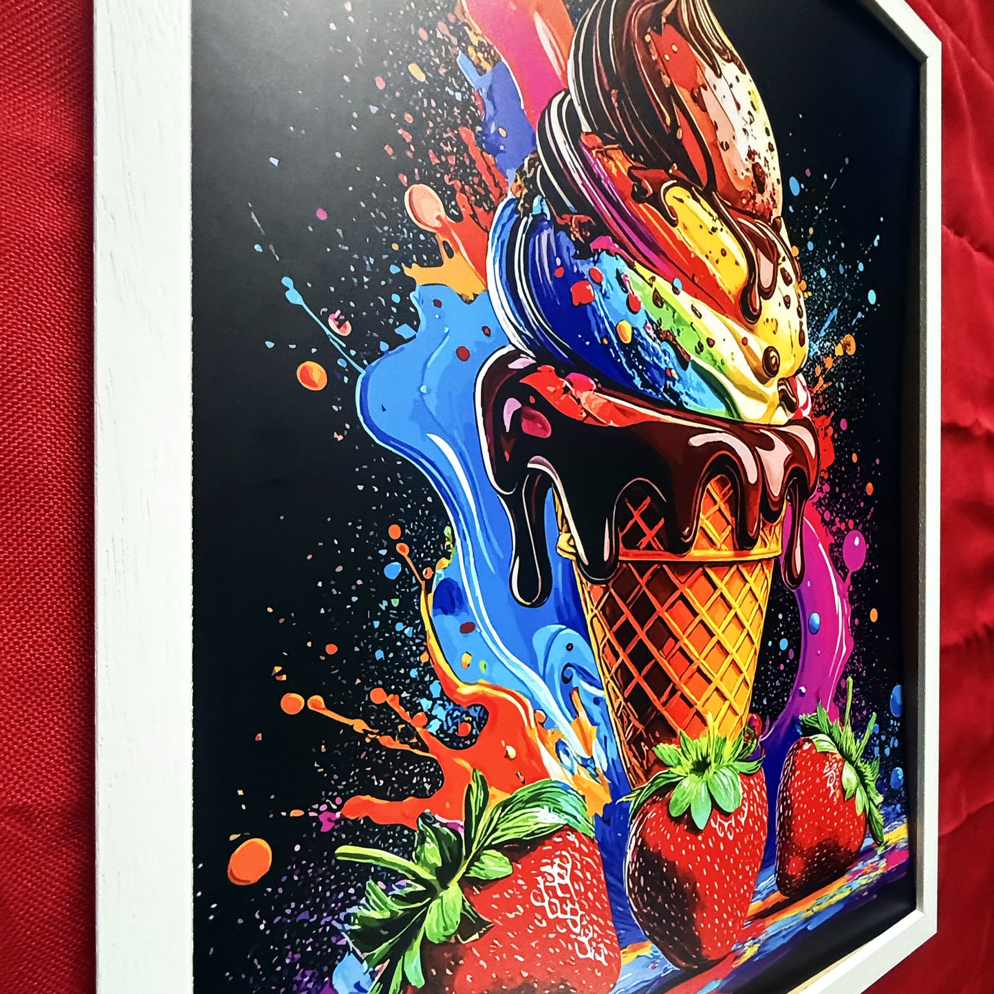 Single Piece Large Premium Framed Pop Artworks "Pop Art Ice Cream Piece No.1" by Artist and Designer Lucas Gillon