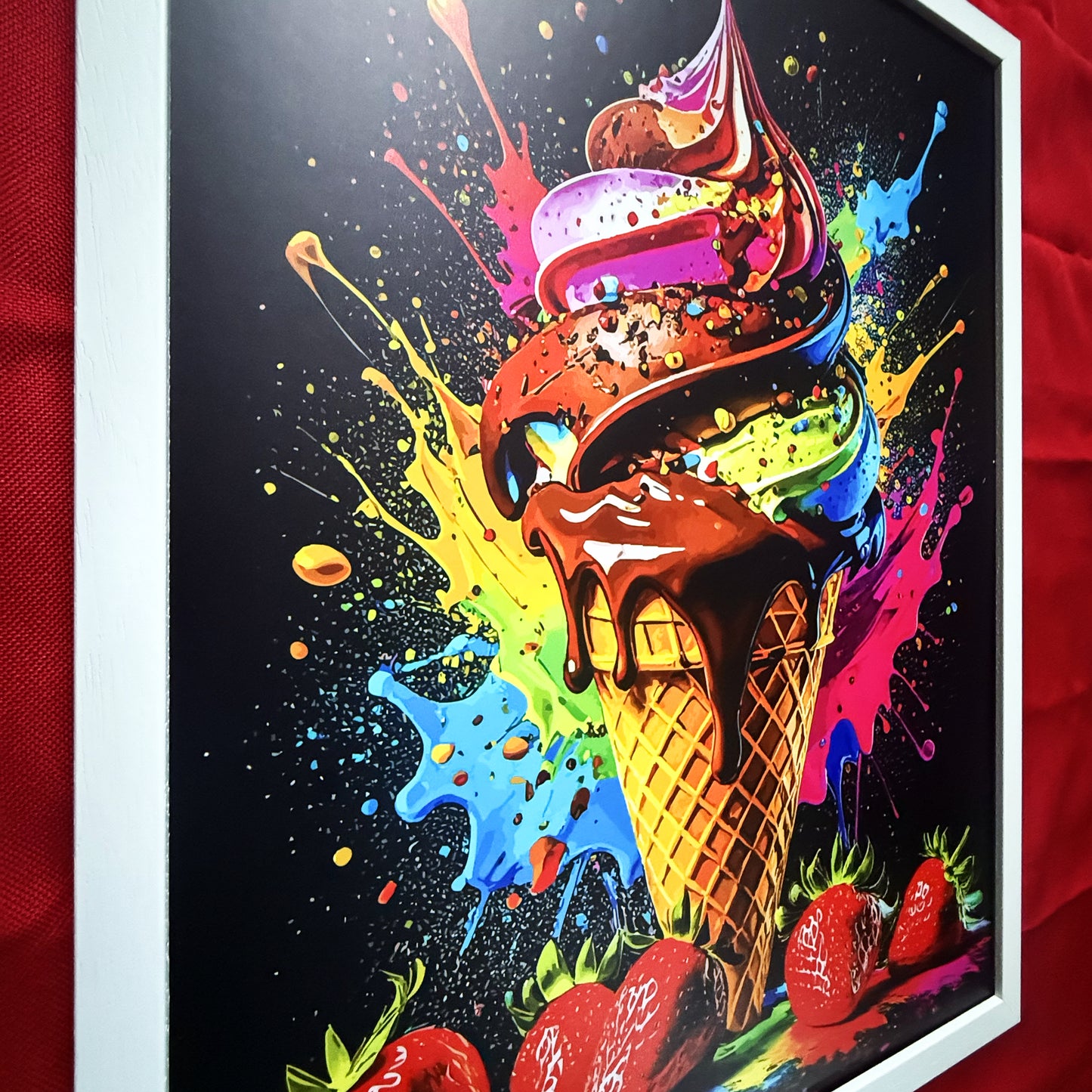Single Piece Large Premium Framed Pop Artworks "Pop Art Ice Cream Piece No.2" by Artist and Designer Lucas Gillon