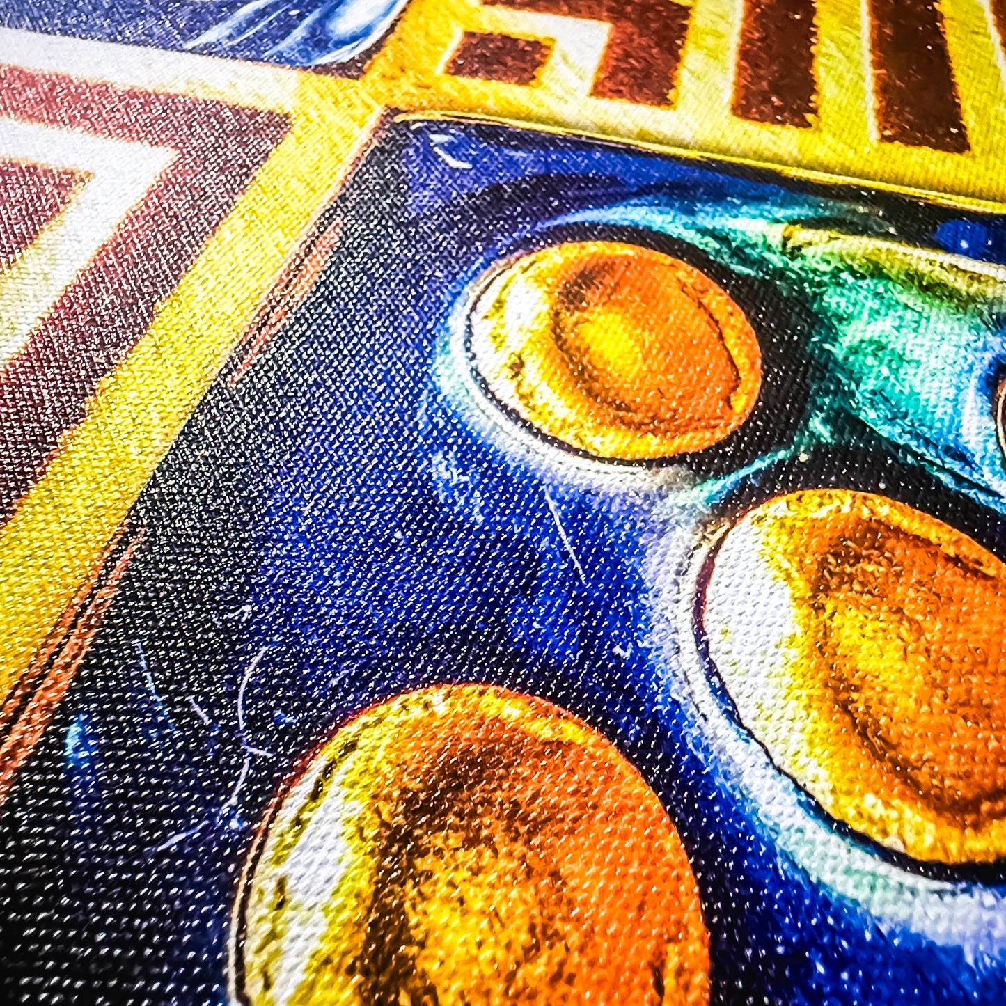 Premium Framed Wall Art Canvas "Fiery Blue & Gold Marble Dice 1 to 6 Updated Version No. #2" by Graphic Artist & Photographer Lucas Gillon