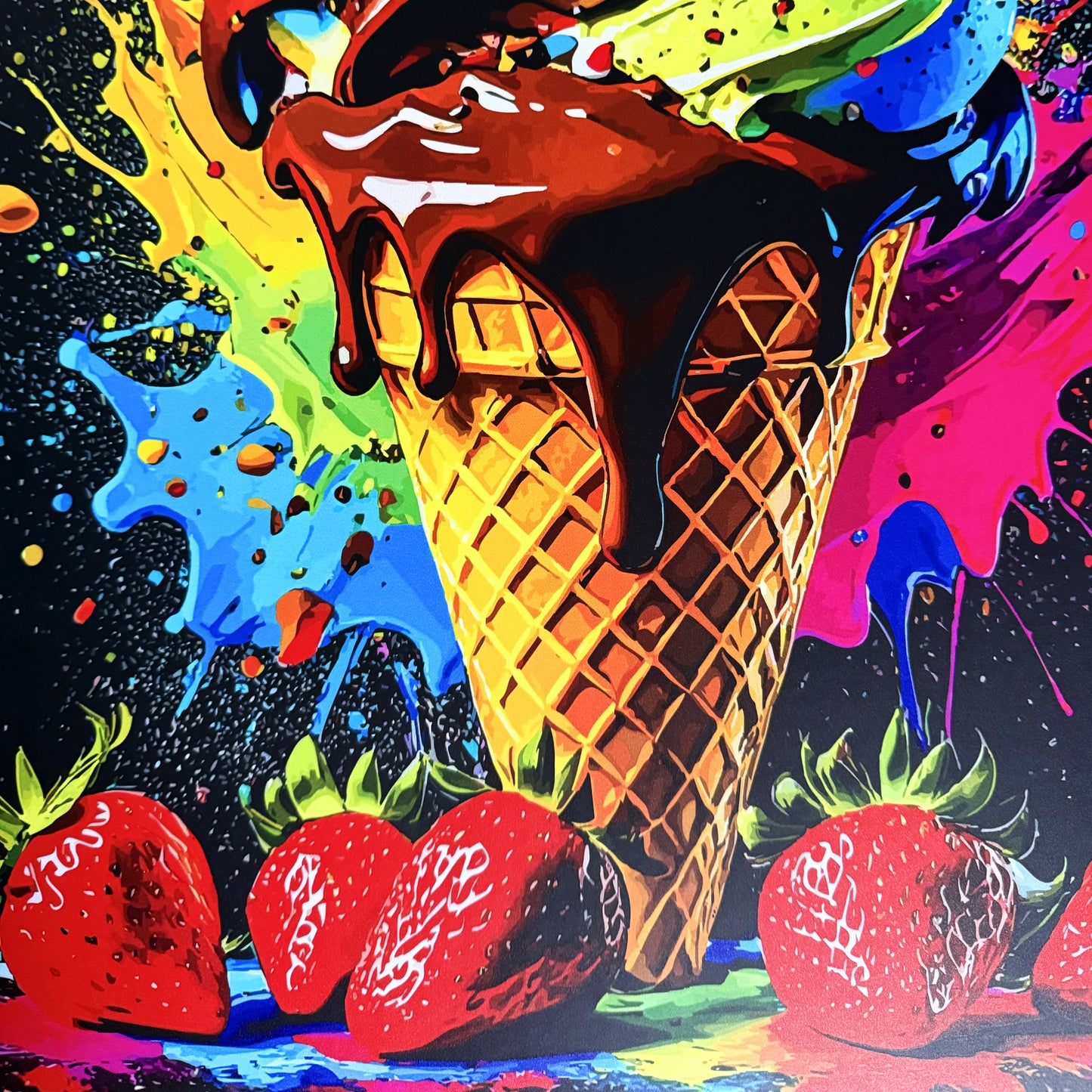 Single Piece Large Premium Framed Pop Artworks "Pop Art Ice Cream Piece No.2" by Artist and Designer Lucas Gillon