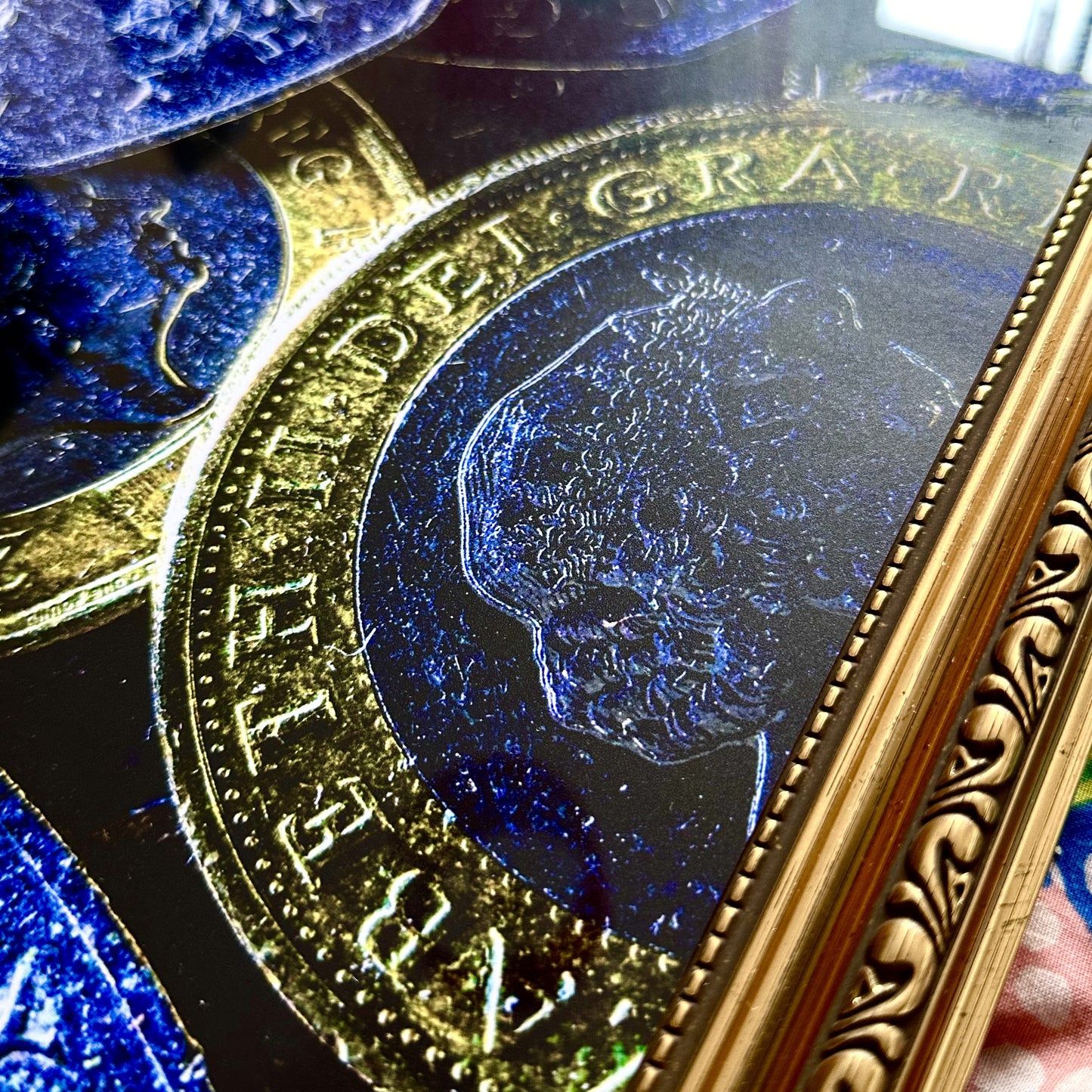 Gold Ornate Framed "Coins Macro 2" Photography by Artist and Designer Lucas Gillon - incomplete