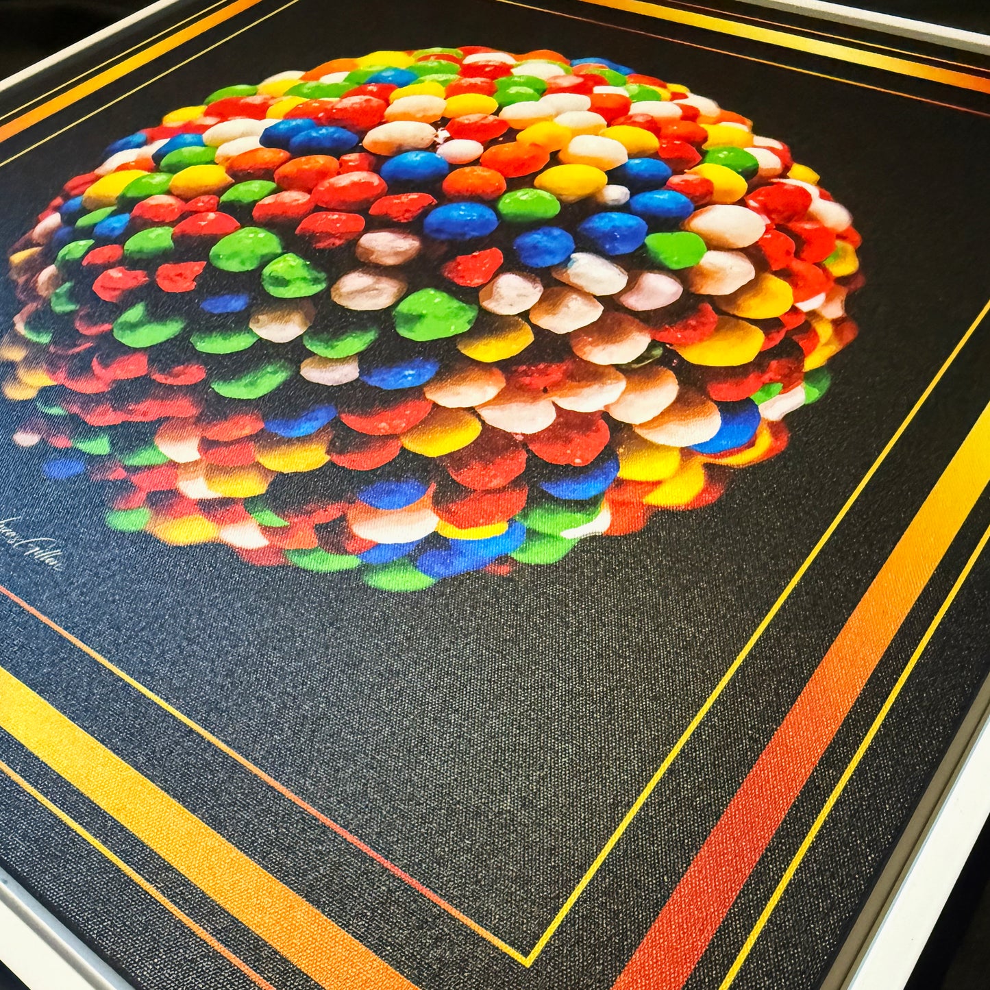 Premium Framed Canvas Contemporary Fine Art "Rainbow Drop Candy Pop Art Fine Art Version #1" by Artist Lucas Gillon