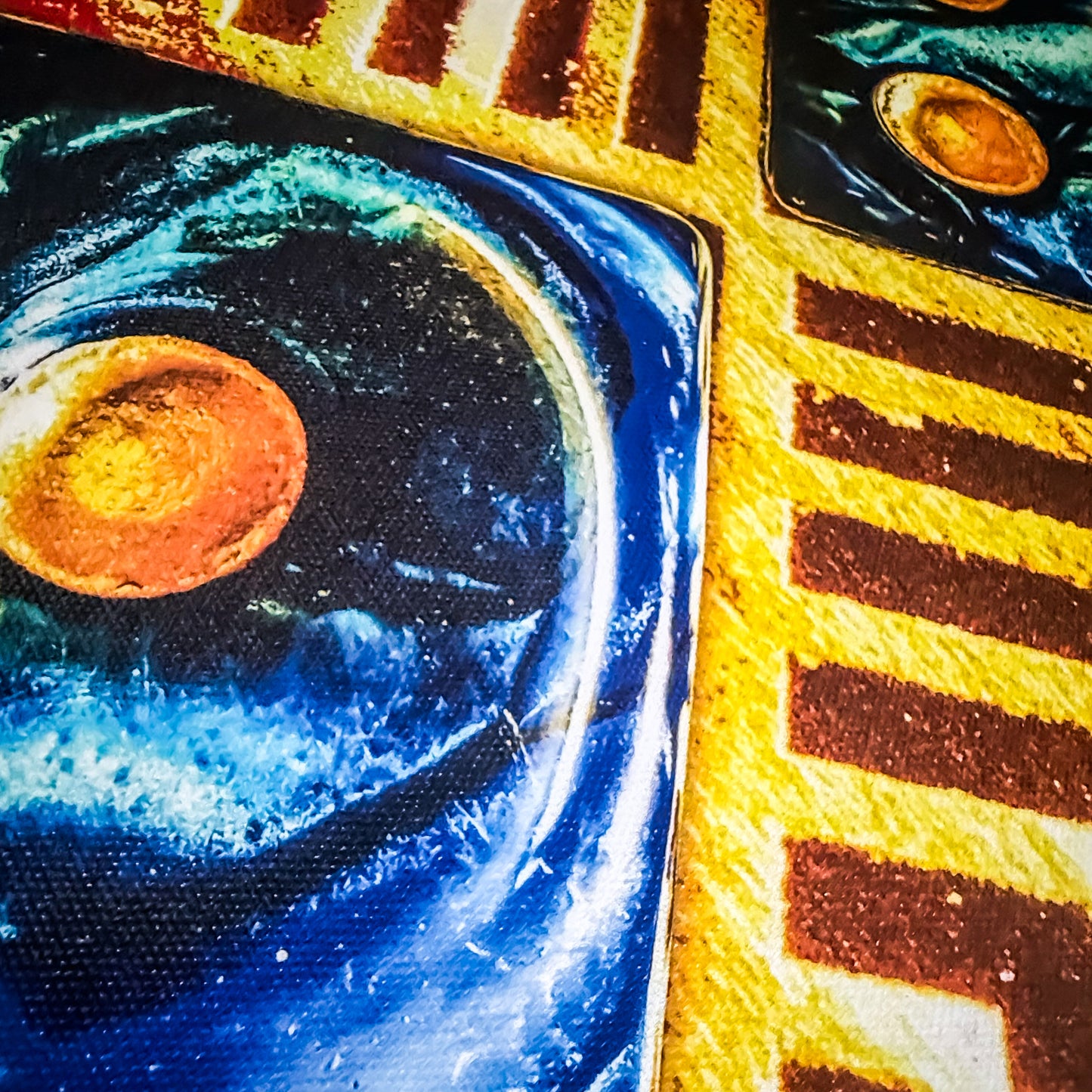 Premium Framed Wall Art Canvas "Fiery Blue & Gold Marble Dice 1 to 6 Updated Version No. #2" by Graphic Artist & Photographer Lucas Gillon