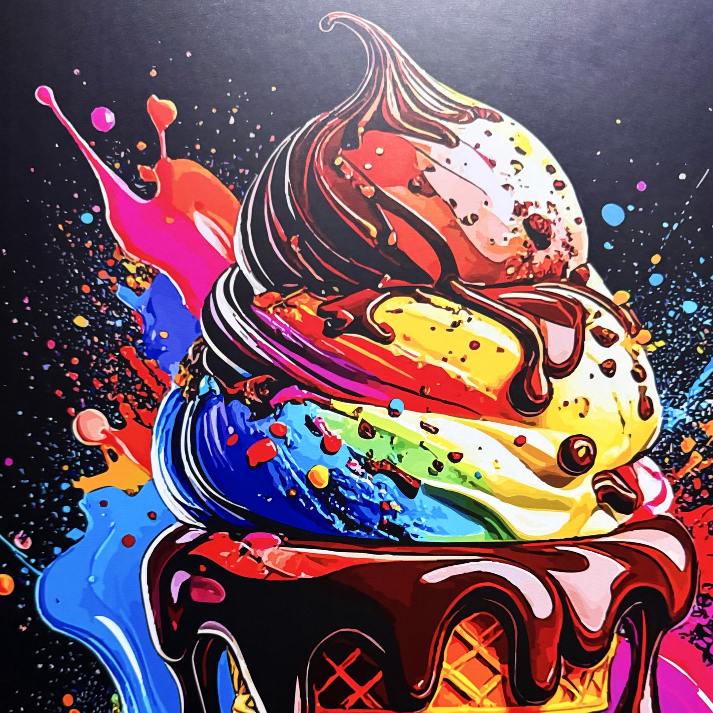 Single Piece Large Premium Framed Pop Artworks "Pop Art Ice Cream Piece No.1" by Artist and Designer Lucas Gillon