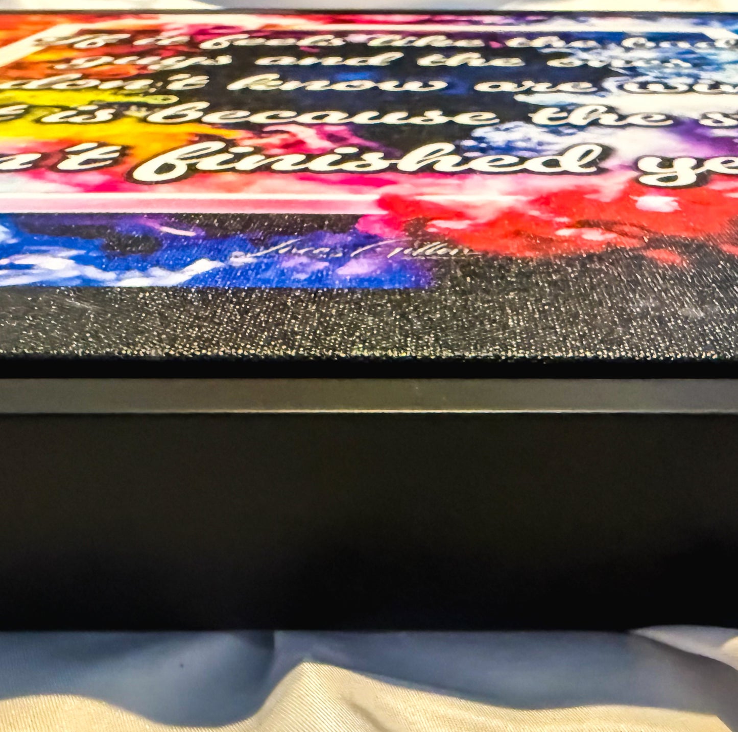 Premium Framed Wall Art Canvas "Wisdom Writing No #9 Universal Affirmation - Not Over Yet" - by Artist, Designer & Writer Lucas Gillon