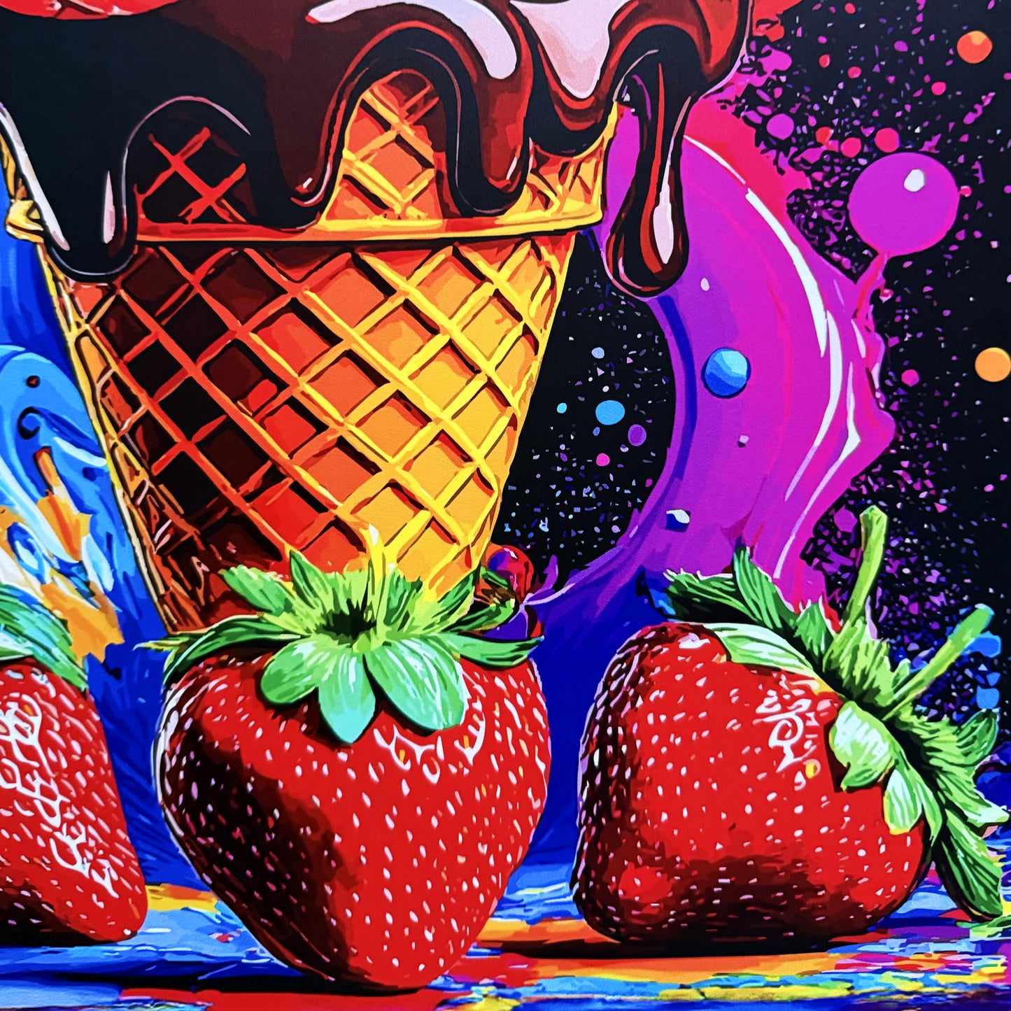 Single Piece Large Premium Framed Pop Artworks "Pop Art Ice Cream Piece No.1" by Artist and Designer Lucas Gillon