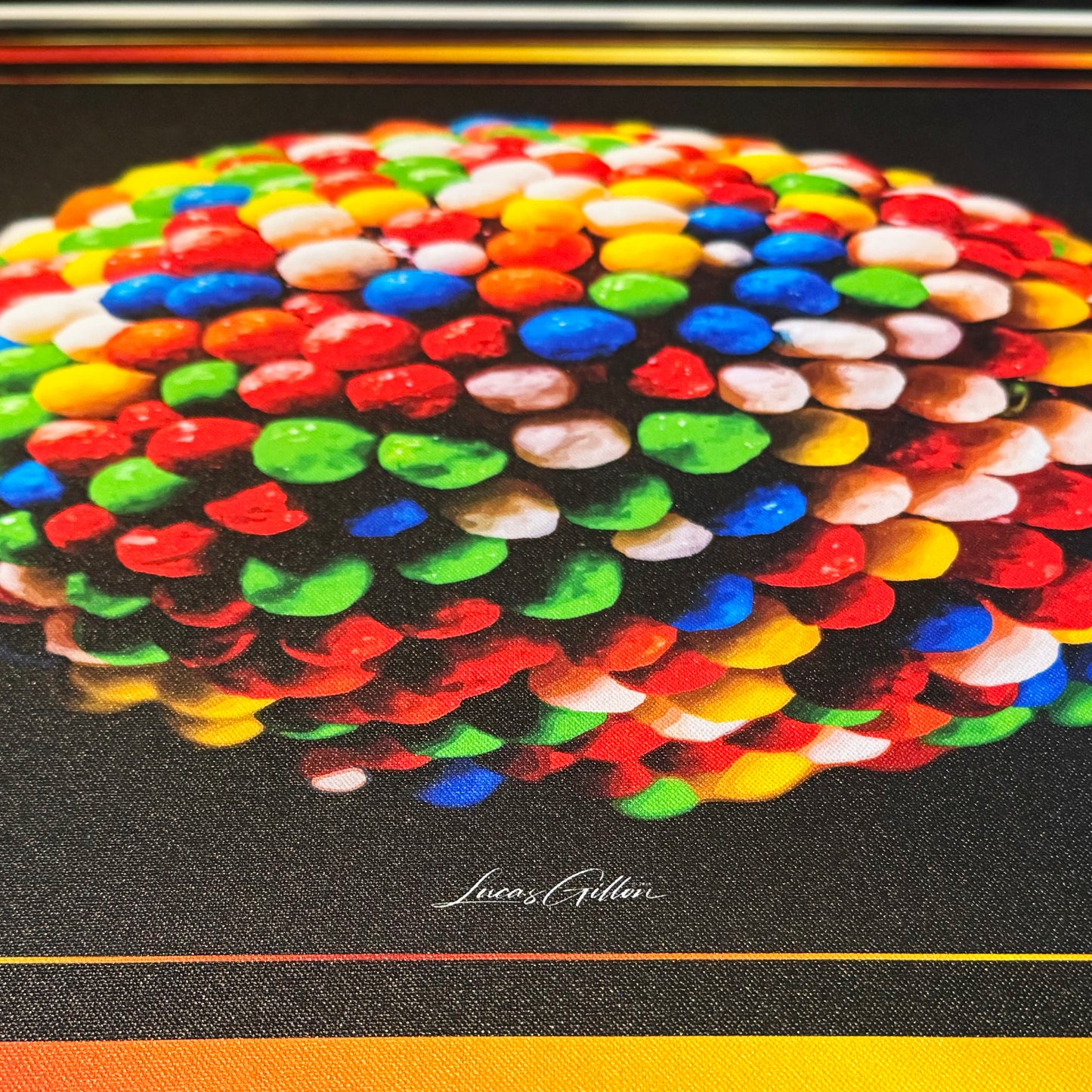 Premium Framed Canvas Contemporary Fine Art "Rainbow Drop Candy Pop Art Fine Art Version #1" by Artist Lucas Gillon