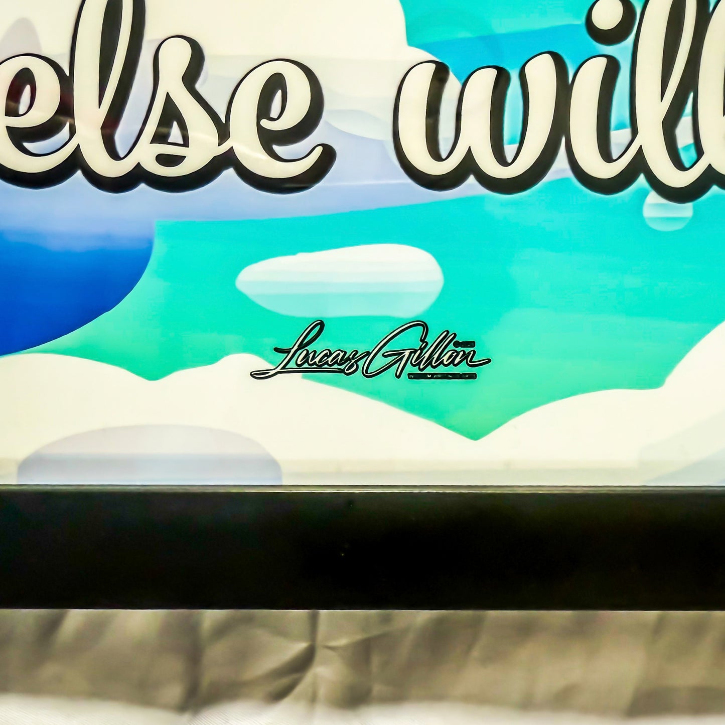 Premium Framed Print Art "Wisdom Writing No #14 Universal Affirmation - Believe In Yourself: Blue V. #2" by Designer & Writer Lucas Gillon