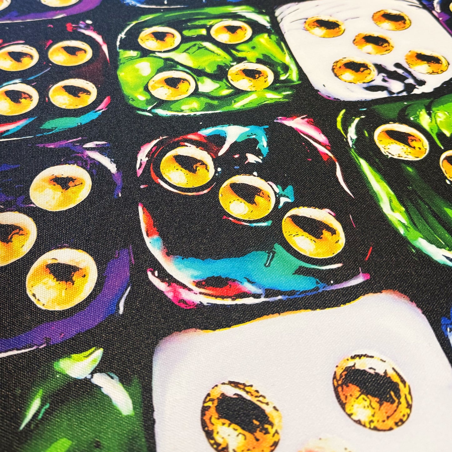 Premium Panoramic Framed Canvas Wall Art "Layered Dice V. No #8" Art by Lucas Gillon