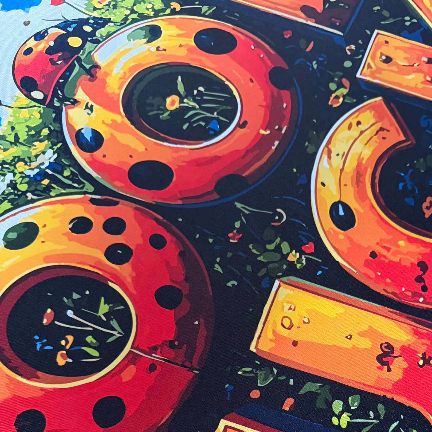 Premium Panoramic Framed Canvas Wall Art "Good Luck Ladybirds V. #2" by Artist Lucas Gillon