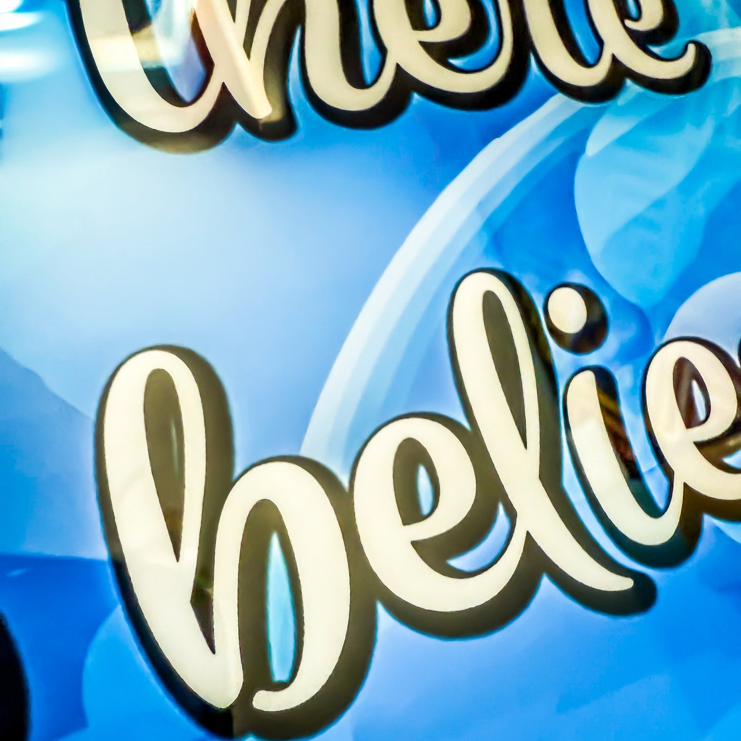 Premium Framed Print Art "Wisdom Writing No #14 Universal Affirmation - Believe In Yourself: Blue V. #2" by Designer & Writer Lucas Gillon