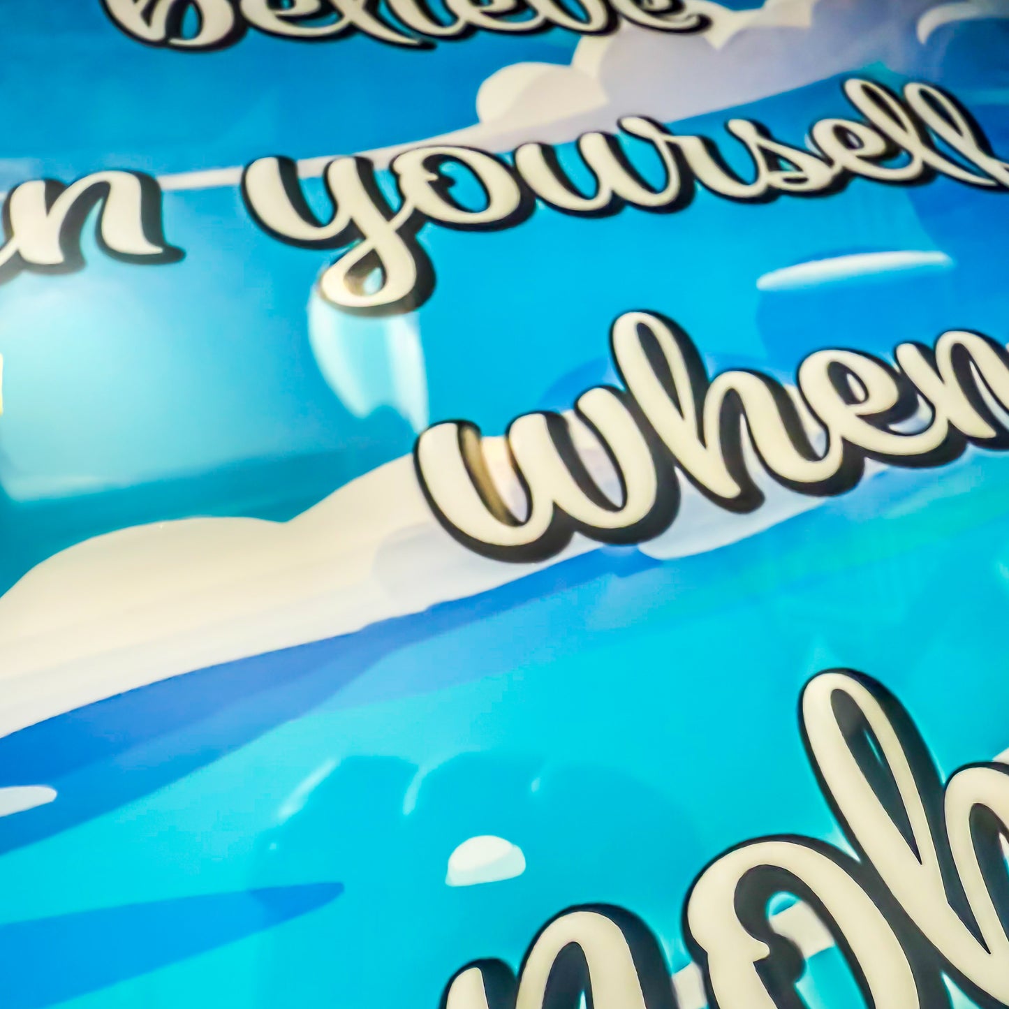 Premium Framed Print Art "Wisdom Writing No #14 Universal Affirmation - Believe In Yourself: Blue V. #2" by Designer & Writer Lucas Gillon