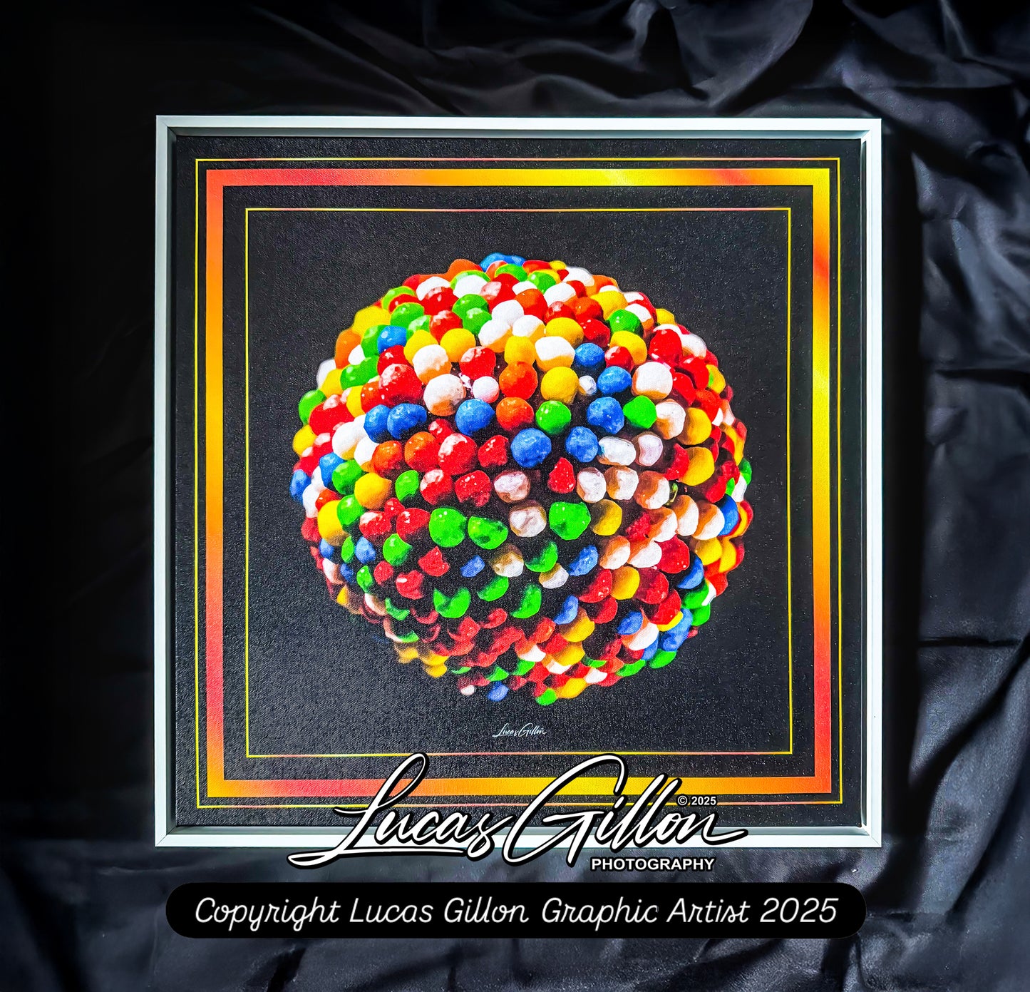 Premium Framed Canvas Contemporary Fine Art "Rainbow Drop Candy Pop Art Fine Art Version #1" by Artist Lucas Gillon