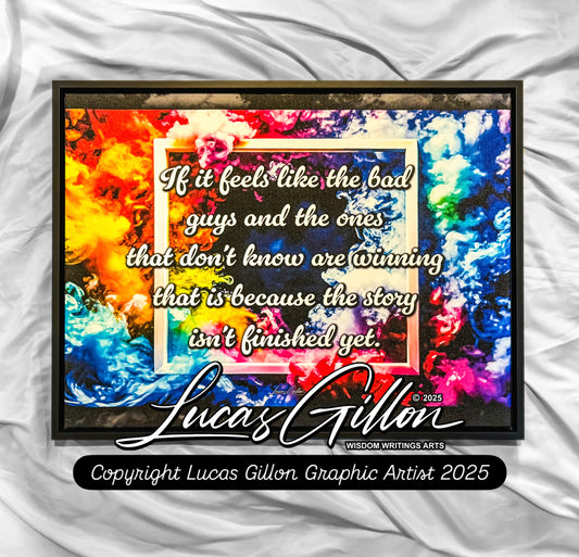Premium Framed Wall Art Canvas "Wisdom Writing No #9 Universal Affirmation - Not Over Yet" - by Artist, Designer & Writer Lucas Gillon