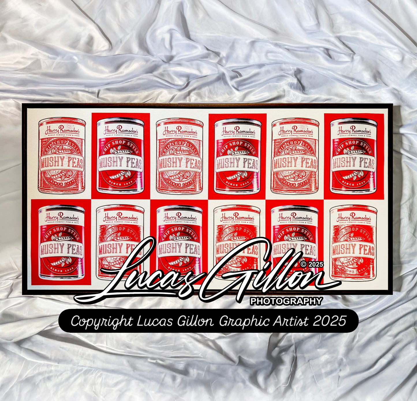 Premium Panoramic Framed Wall Art Canvas Fine Art "Mushy Peas No #6"- artist Lucas Gillon