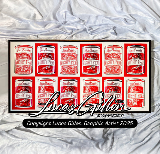 Premium Panoramic Framed Wall Art Canvas Fine Art "Mushy Peas No #6"- artist Lucas Gillon