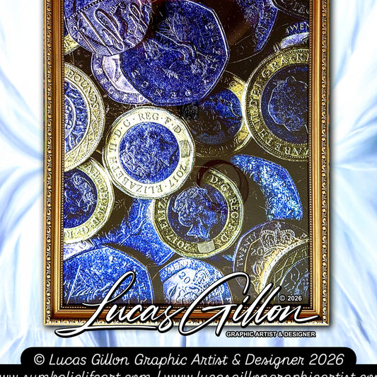Gold Ornate Framed "Coins Macro 2" Photography by Artist and Designer Lucas Gillon - incomplete