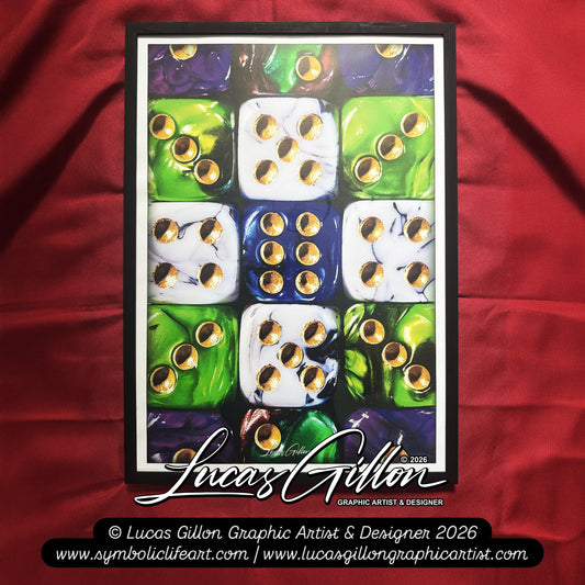 A2 Framed "Dice V. #4" Macro Photography by Artist and Designer Lucas Gillon - incomplete