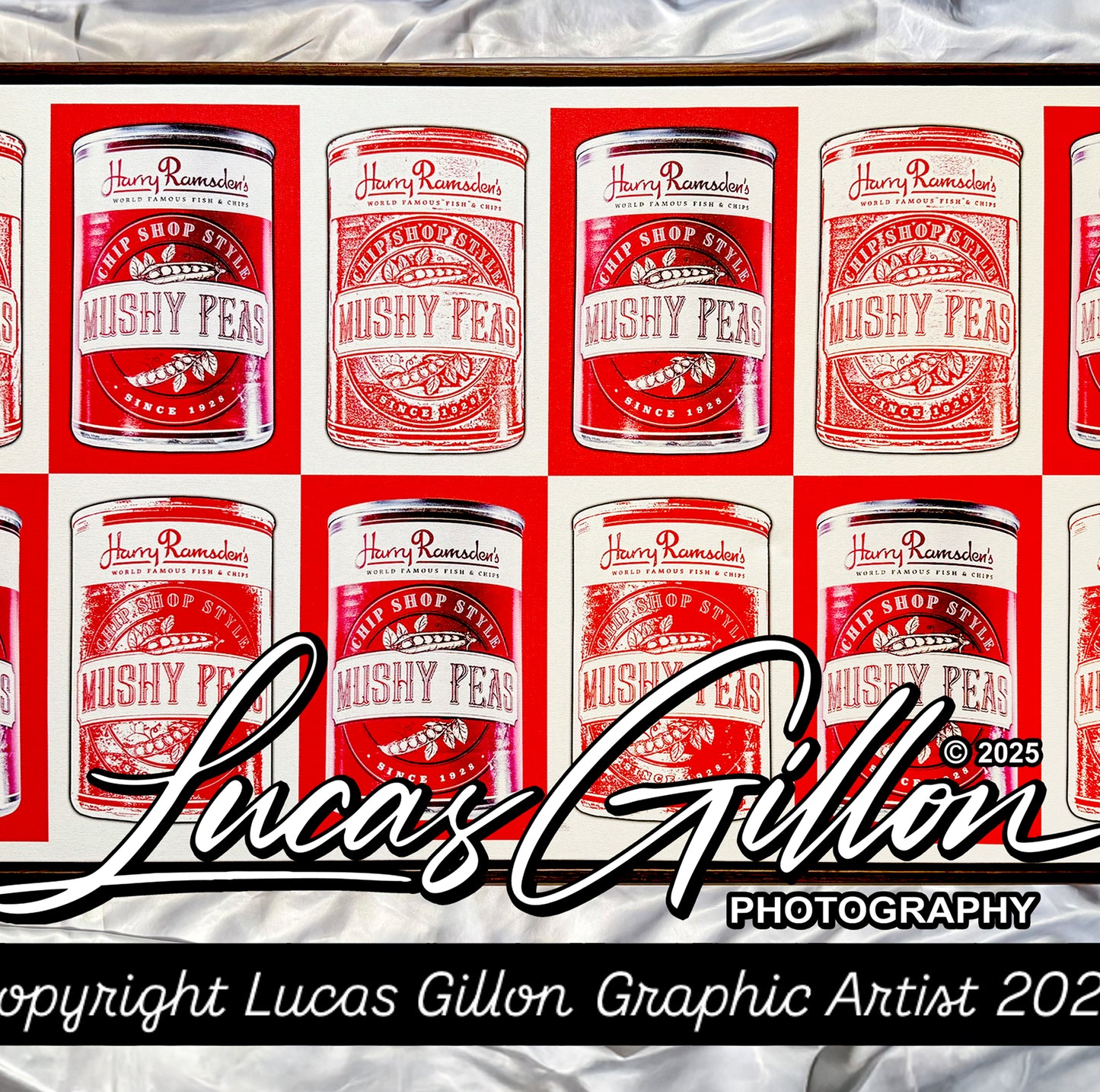 Premium Panoramic Framed Wall Art Canvas Fine Art "Mushy Peas No #6"- artist Lucas Gillon