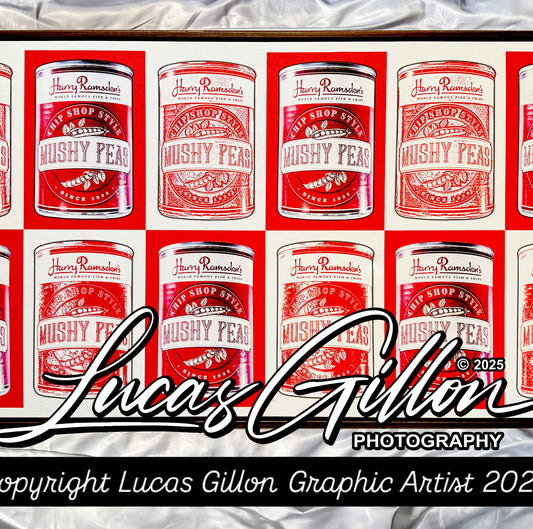 Premium Panoramic Framed Wall Art Canvas Fine Art "Mushy Peas No #6"- artist Lucas Gillon